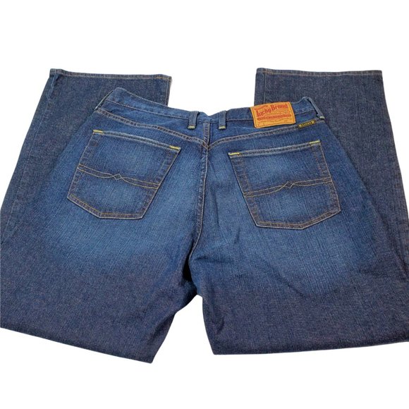 Lucky Brand Dungarees By Gene Montesano Size 34 x 30 Straight Leg Jeans Great - Picture 4 of 7
